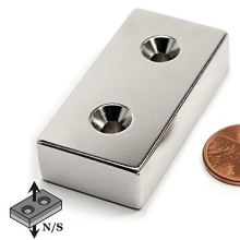 Super Strong NdFeB Permanent Block N52 Neodymium Magnet With Countersunk Hole